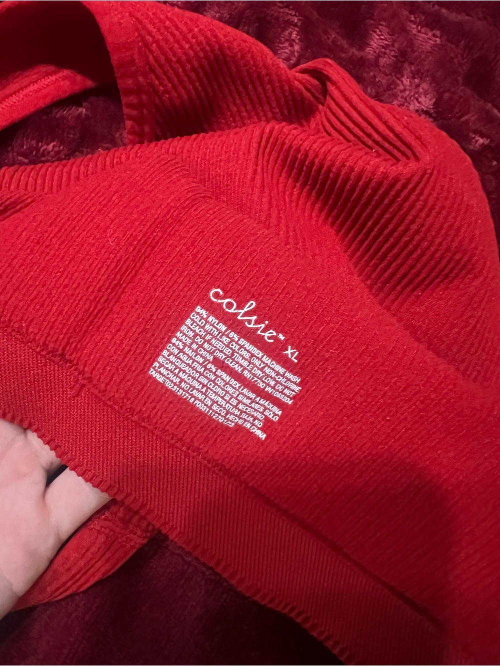 Colsie Red Ribbed V-Neck Bralette - Picture 3 of 4